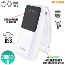 Carregador Power Bank 20000mAh KN-955 Kdpan - Branco